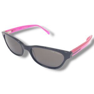 Ted Baker Semi Cat Eye Sunglasses-Black & Pink Translucent-Black Lenses-UV Prot